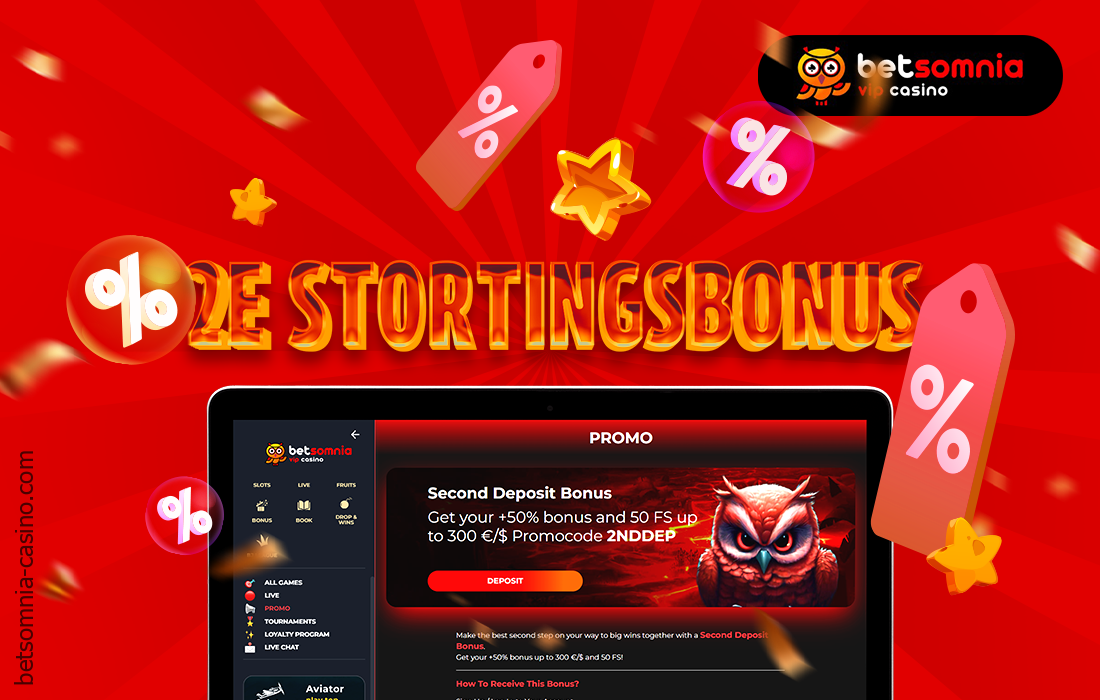 Betsomnia Casino gebruikers kunnen profiteren van de tweede stortingsbonus om hun spelervaring te maximaliseren