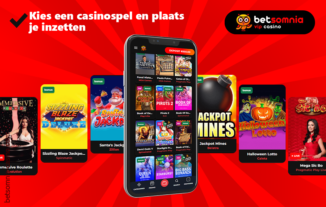 Met de mobiele app van Betsomnia online casino kunt u spelen en inzetten plaatsen