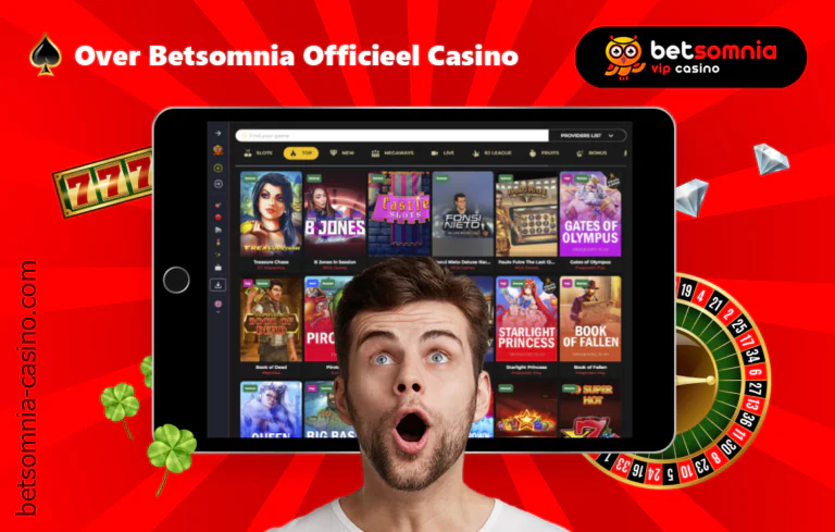Schermafbeelding van het Betsomnia casino dashboard