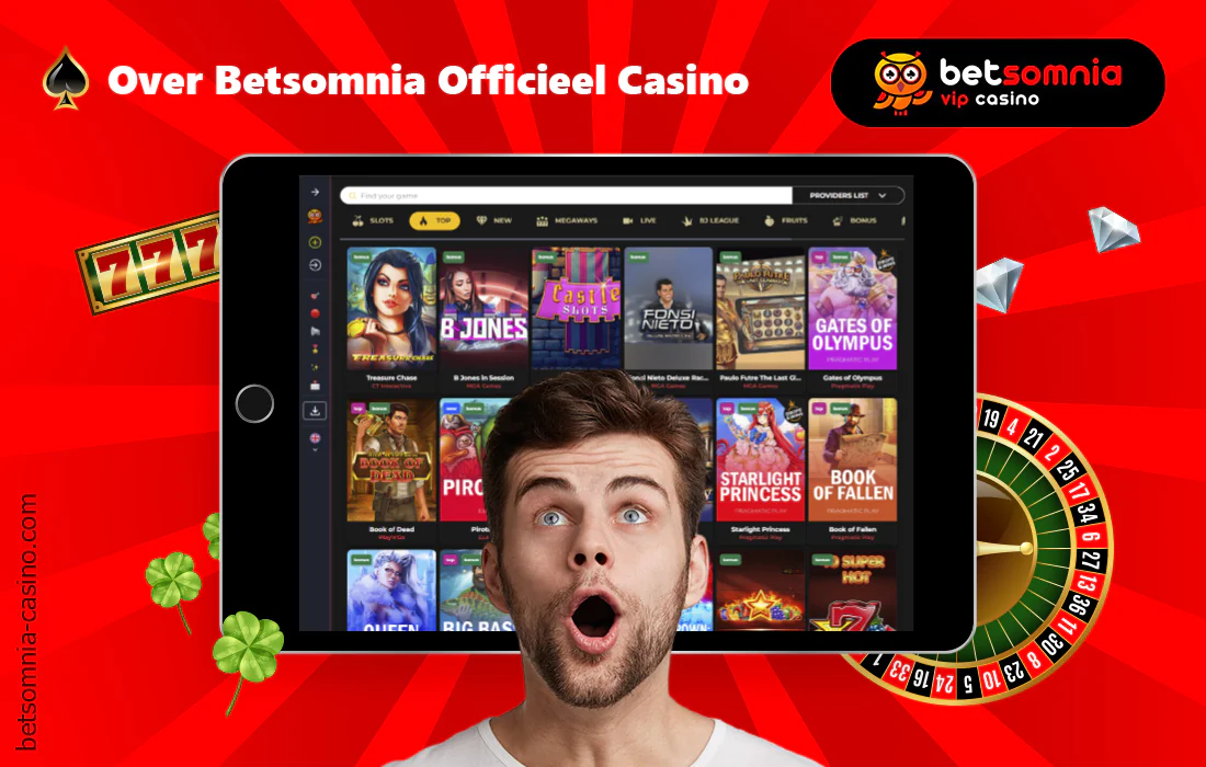 Screenshot van het Betsomnia casino dashboard op mobiel