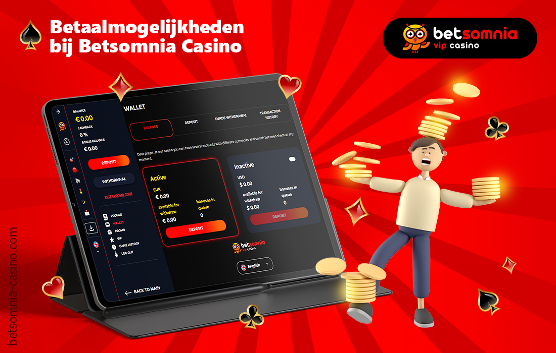 Elke Nederlandse gebruiker heeft een interne portemonnee in hun Betsomnia online casino account