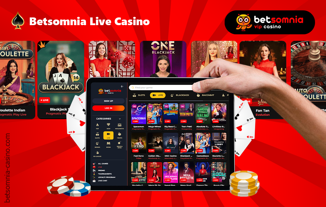 Betsomnia online casino heeft meer dan 90 spannende live dealer spellen om uit te kiezen