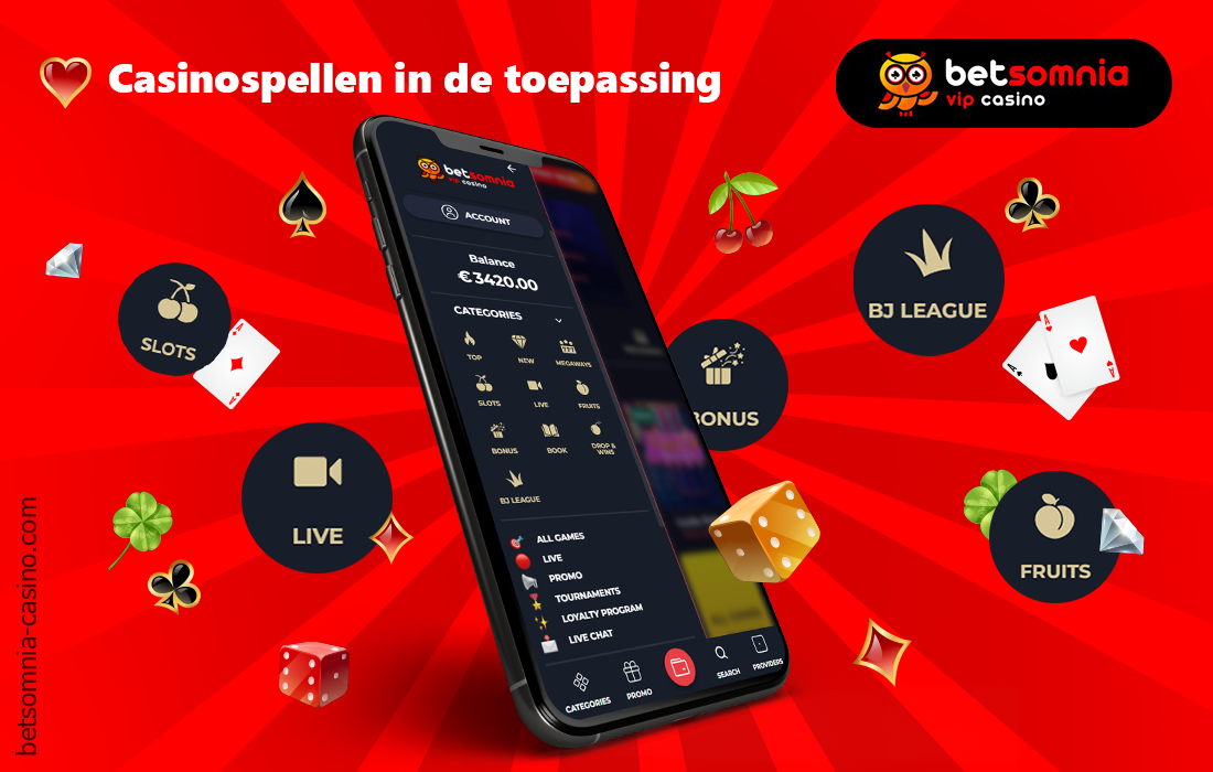 Gebruikers uit Nederland hebben toegang tot alle categorieën online casinospellen van Betsomnia