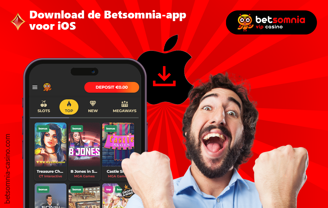 Om de Betsomnia app voor iOS te downloaden vind je het installatiebestand op de officiële website van de bookmaker