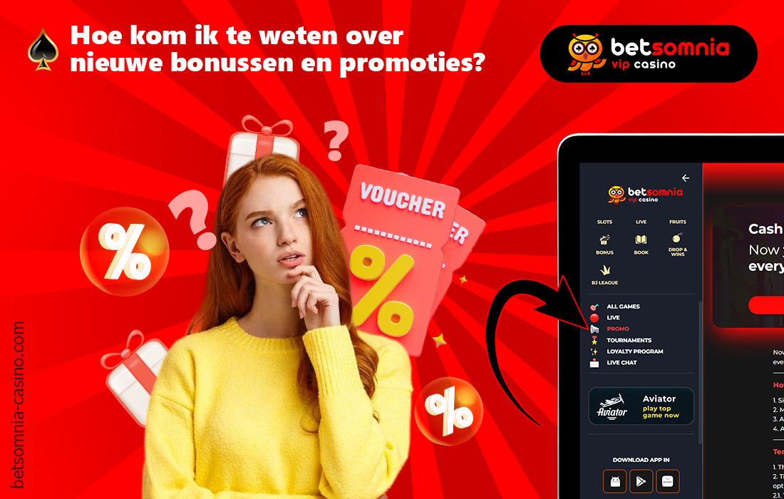 Elke Betsomnia Casino gebruiker kan informatie vinden over nieuwe bonussen en promoties in de "Promos" sectie van de site