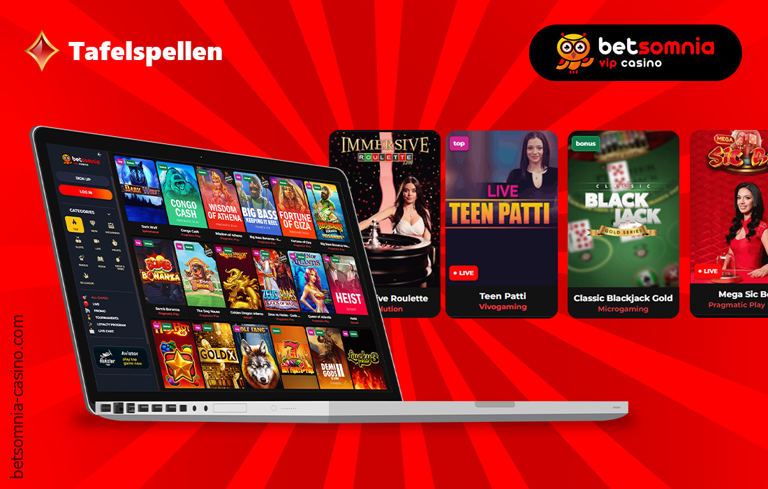Nederlandse gebruikers hebben toegang tot een groot aantal tafelspellen bij Betsomnia online casino