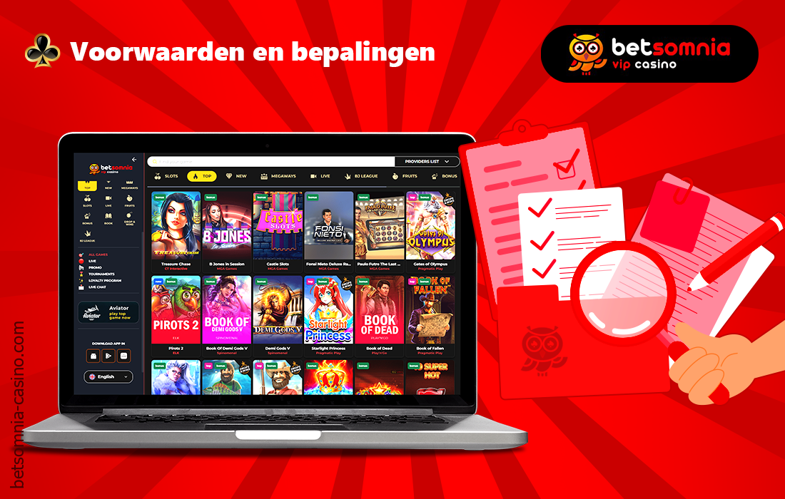 lees de algemene voorwaarden voordat u het Betsomnia casino loyaliteitsprogramma gebruikt