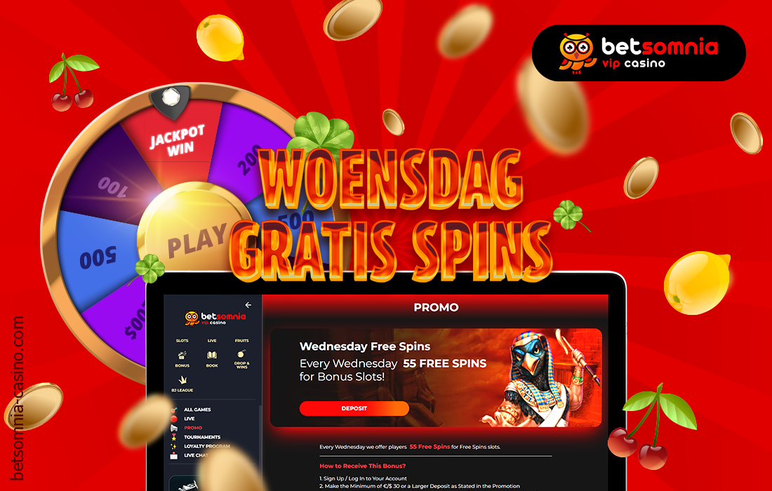 Betsomnia online casino gebruikers kunnen een extra bonus krijgen op woensdag